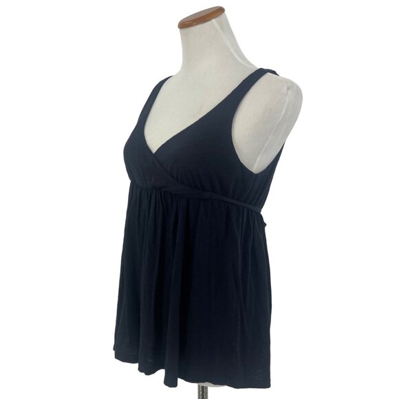J. Crew Women's Navy Blue Sleeveless Tie Around Faux Wrap Babydoll Top - Picture 3 of 8
